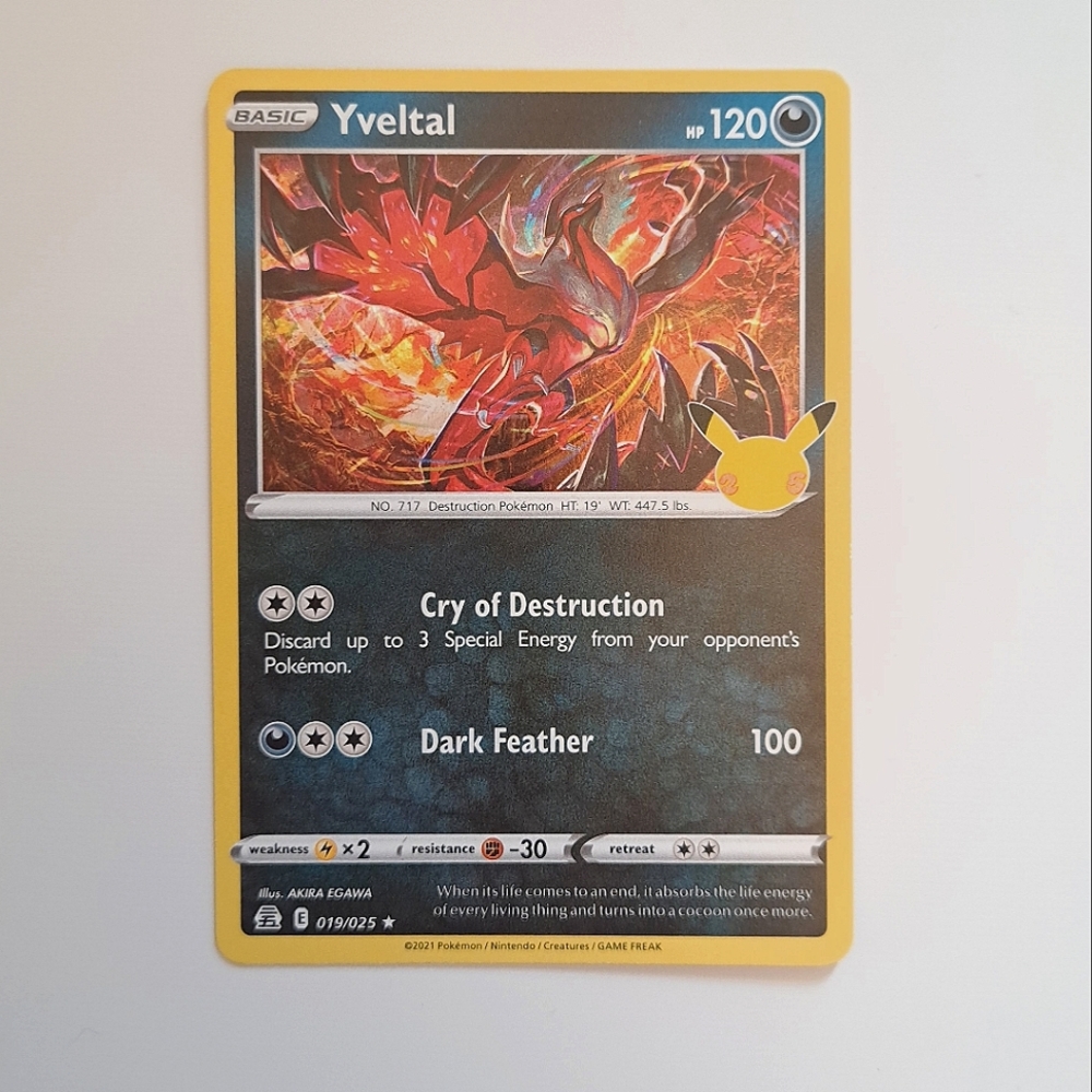 Pokemon Yveltal 19/25 holo card , Pokemon Celebrations Collection